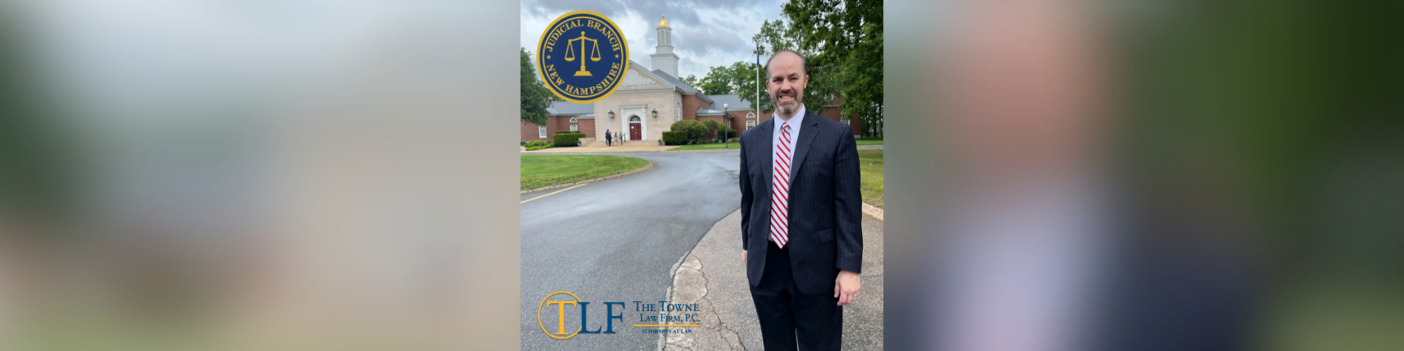 Ryan Abel standing in front of New Hampshire judicial branch